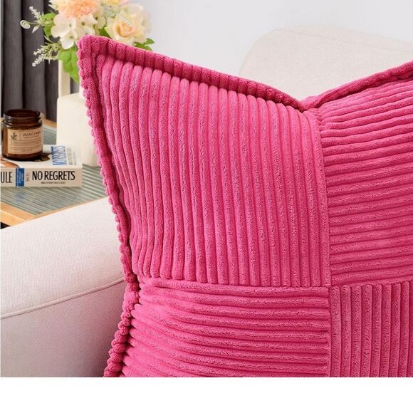 Pink Corduroy Throw Pillow Covers - Picture 2 of 4